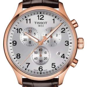 T116.617.36.037.00 Tissot Chrono XL Classic Silver Dial Brown Leather Strap Watch For Men - T116.617.36.037.00
