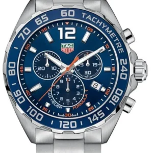 TAG-CAZ1014.BA0842-1 Tag Heuer Formula 1 Chronograph Blue Dial Silver Steel Strap Watch for Men - CAZ1014.BA0842