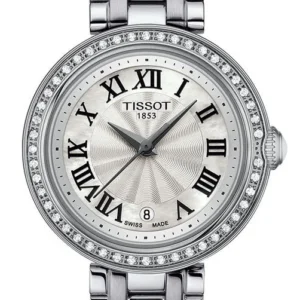 TISSOT-BELLISSIMA-SMALL-LADY-T126.010.61.113.00 Tissot Bellissima Small Lady Diamonds Silver Dial Silver Steel Strap Watch For Women - T126.010.61.113.00