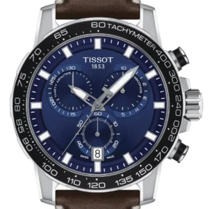 Tissot Supersport Chrono Blue Dial Brown Leather Strap Watch For Men - T125.617.16.041.00