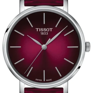 TISSOT_T143.210.17.331.00 Tissot Everytime Lady Burgundy Dial Burgundy Leather Strap Watch for Women - T143.210.17.331.00