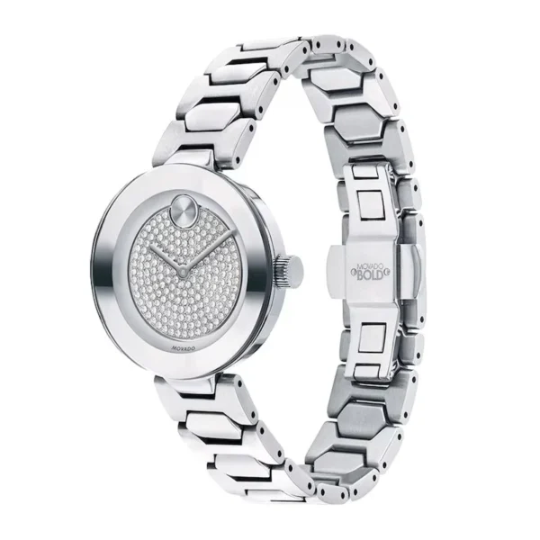 V-884159409_1_800 Movado Bold Silver Dial Silver Steel Strap Watch For Women - 3600567
