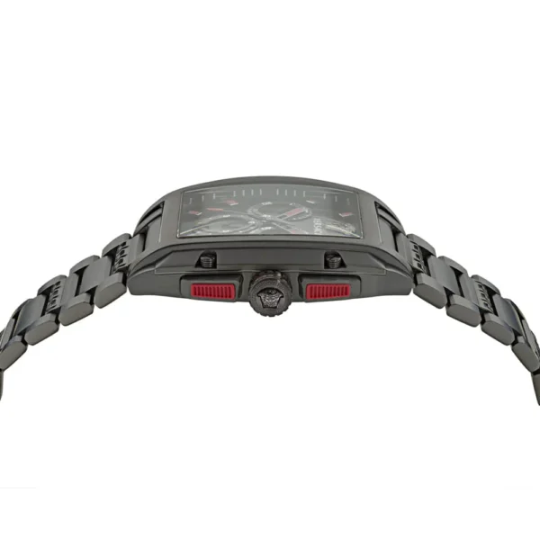 Versace Dominus Chronograph Quartz Black Dial Black Steel Strap Watch For Men - VE6H00623