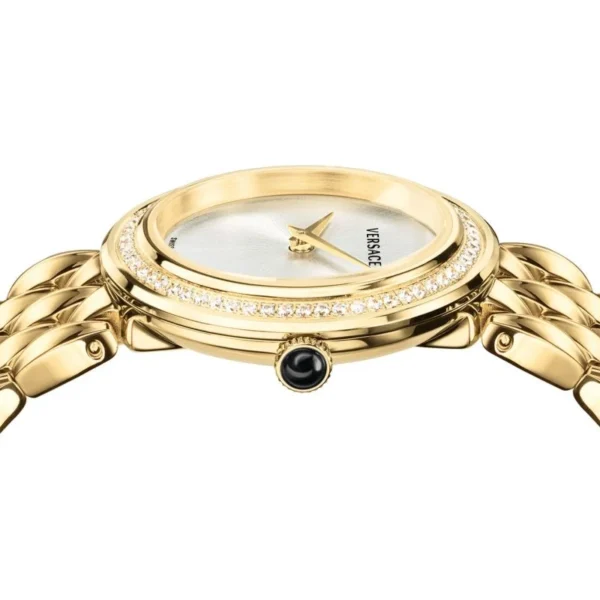 Versace V Flare Diamonds Silver Dial Gold Steel Strap Watch for Women - VEBN00918