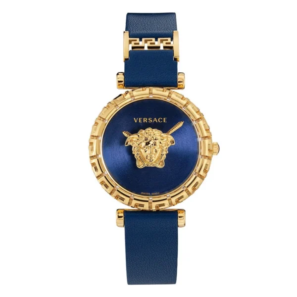 VEDV00219_1_690c7868-2692-493f-8840-f4bfac8e43d0 Versace Palazzo Empire Greca Quartz Blue Dial Blue Leather Strap Watch for Women - VEDV00219