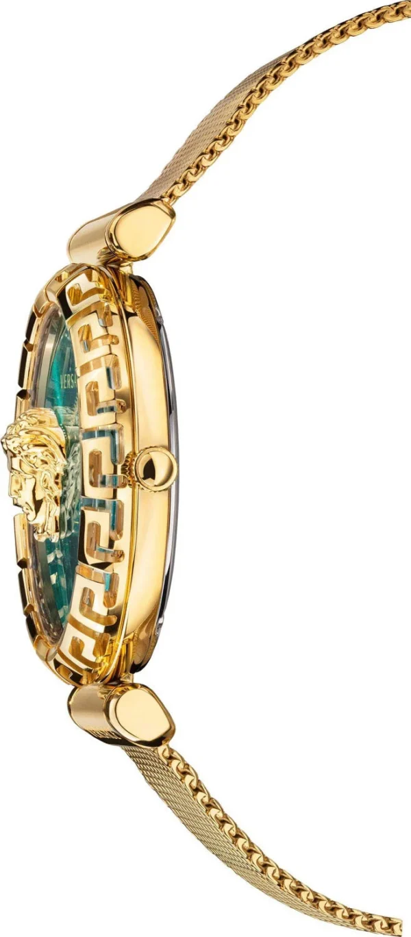 VEDV00819__2_ba55052b-da70-4f78-a9f0-3d5953f24ccf Versace Palazzo Empire Greca Green Dial Gold Mesh Bracelet Watch for Women - VEDV00819