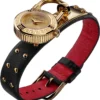 Versace Medusa Lock Icon Gold Dial Red Leather Strap Watch for Women - VEDW00119