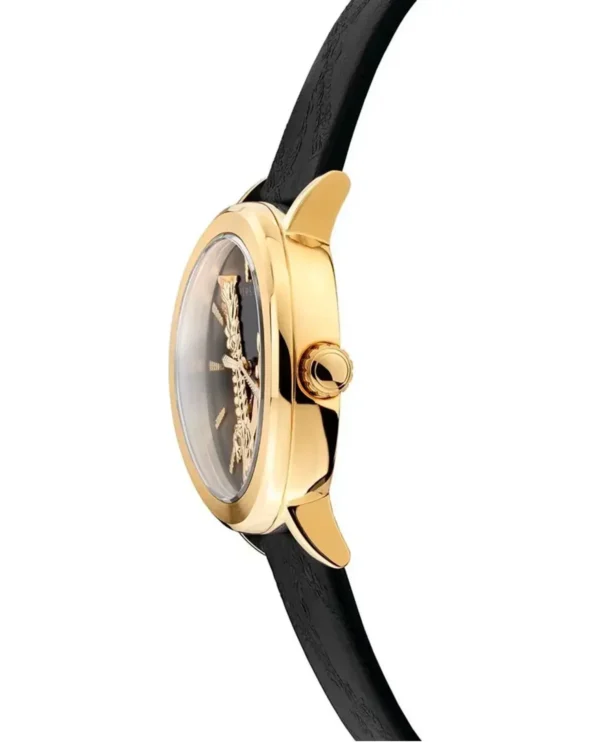 Versace Virtus Quartz Black Dial Black Leather Strap Watch for Women - VEHC00119