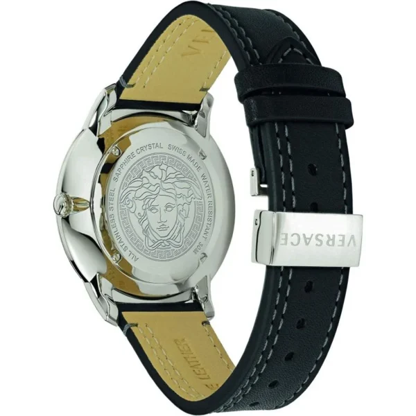VELQ00119back Versace V Urban Black Dial Black Leather Strap Watch for Men - VELQ00119