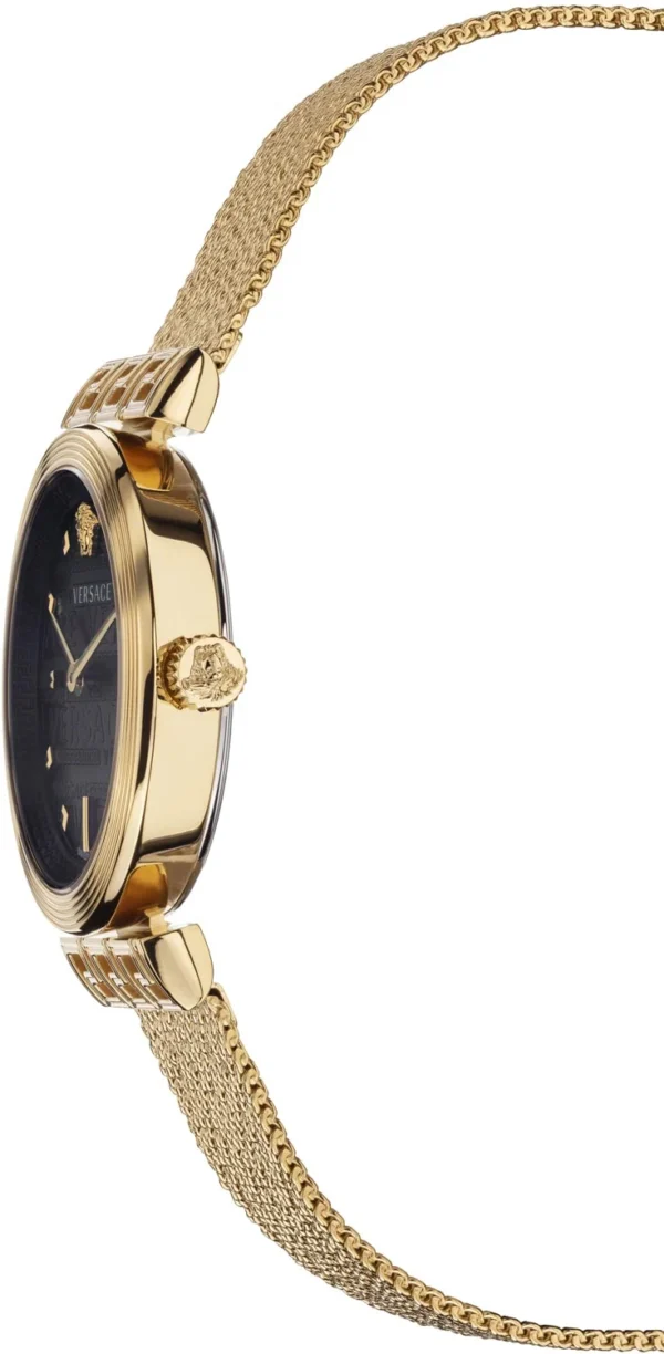 Versace Meander Black Dial Gold Mesh Bracelet Watch for Women - VELW00720