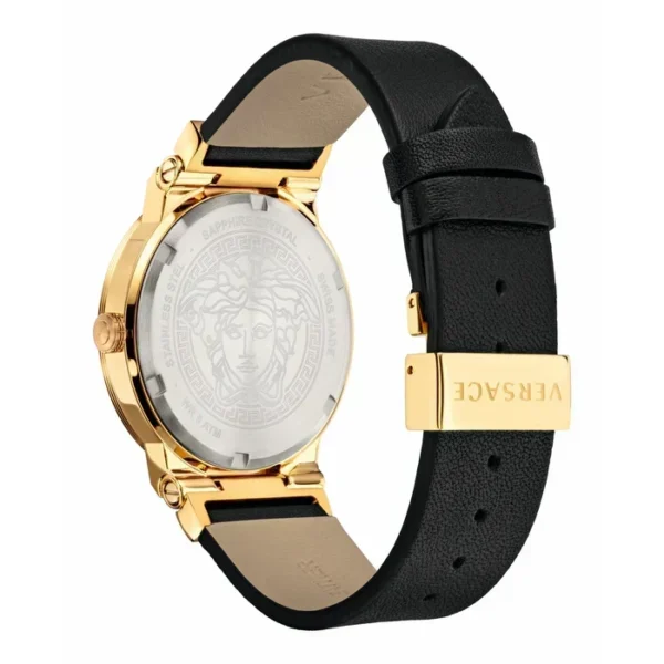 VEVI00220_1_122d0798-c939-4a6a-98fa-bc9ace3878f2 Versace Greca Black Dial Black Leather Strap Watch for Men - VEVI00220