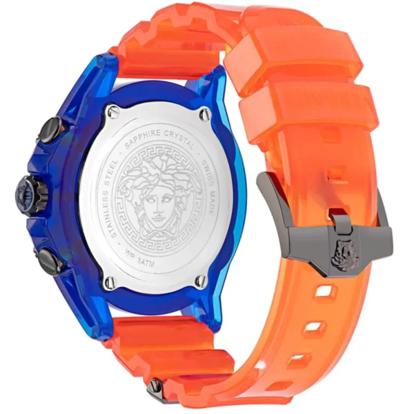 VEZ700922__BLUE__3_fc4cb2b8-73bd-4b5b-a0f9-2672805fb64e Versace Icon Active Chronograph Quartz Blue Dial Orange Rubber Strap Watch For Men - VEZ700922