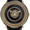 VQL030015 Versace V-Metal Icon Black Dial Black Leather Strap Watch For Men - VQL030015