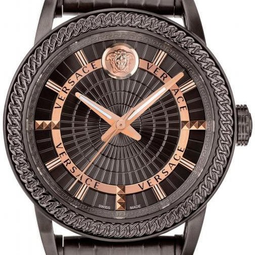 Versace-CODE-VEPO00520-zegarek-meski_1_1651645310 Versace Viamond Quartz Black Dial Grey Steel Strap Watch For Men - VEPO00520