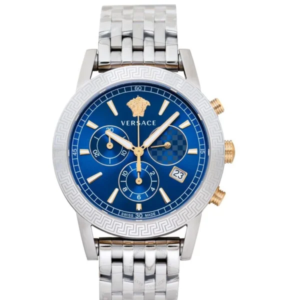 Versace-VELT00219_1_25060830-1e6b-4c94-b076-e0ef1e7acb0f Versace Sport Tech Chronograph Blue Dial Silver Steel Strap Watch for Men - VELT00219