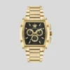 Versace Dominus Chronograph Black Dial Gold Steel Strap Watch For Men - VE6H00523