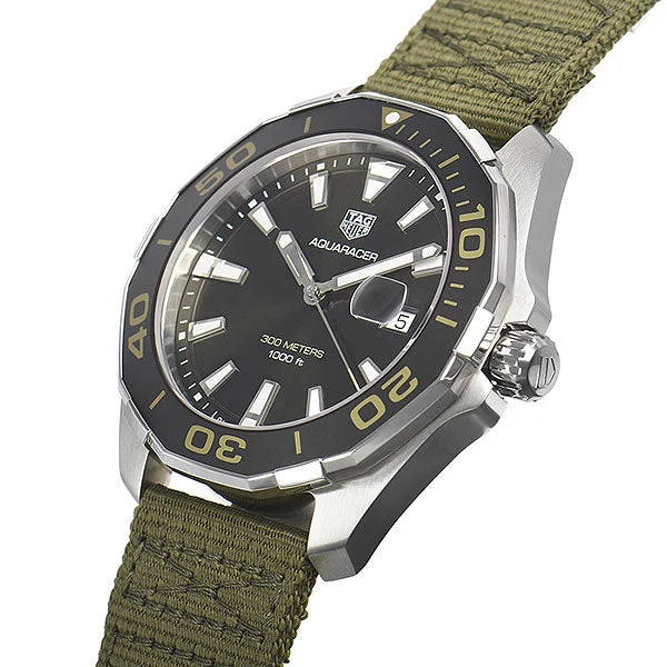 WAY101E.FC8222_dial_653c5148-0c74-465f-9869-138abffe25ce Tag Heuer Aquaracer Black Dial Khakhi Green NATO Strap Watch for Men - WAY101E.FC8222