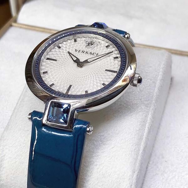 Xucwujn_4395cdf0-e197-4a48-800d-e4d6538b1b7f Versace Olympo Gleam White Dial Green Leather Strap Watch for Women - VAN020016