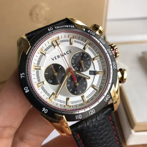 a9a940d335_7f837834-9d3c-4513-b488-2062b69cb05c Versace V-Ray Chronograph White Dial Black Leather Strap Watch for Men - VDB040014