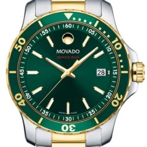 Movado Series 800 Green Dial Two Tone Steel Strap Watch for Men - 2600147