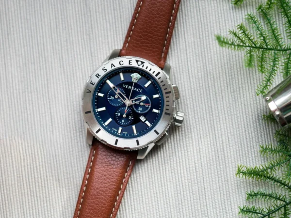 com_original_116c41_dd5f841542b6a7b6e05b16c98ade Versace Casual Chronograph Blue Dial Brown Leather Strap Watch for Men - VERG002-18