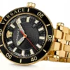 Versace Greca Sport Quartz Black Dial Gold Steel Strap Watch for Men - VEZ300721