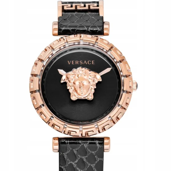 Versace Palazzo Empire Greca Black Dial Black Leather Strap Watch for Women - VEDV00719