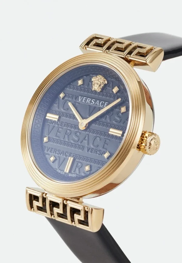 com_original_1e598e Versace Greca Meander Black Dial Black Leather Strap Watch for Women - VELW00420