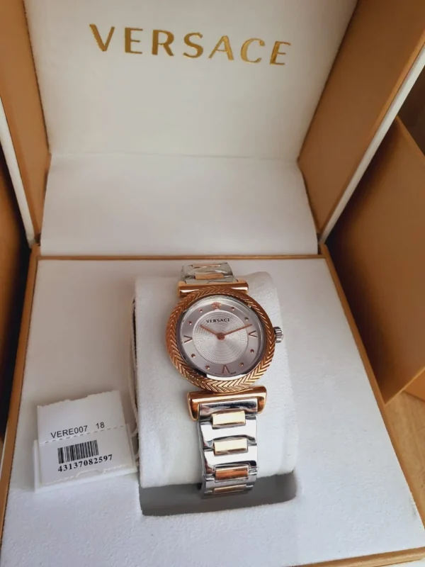 d29e2deb-7794-4efe-8c3a-405d9c215ad9_dbf4e873-37a8-449f-8370-2a2eb152f9d6 Versace V-Motif Silver Dial Two Tone Steel Strap Watch for Women - VERE00718