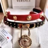 Versace Medusa Lock Icon Gold Dial Red Leather Strap Watch for Women - VEDW00119