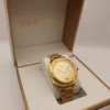 e8edd1c7-8b75-44d9-af7a-4775bc66e28e Versace Dylos Chronograph Gold Dial Gold Steel Strap Watch for Men - VQC040015