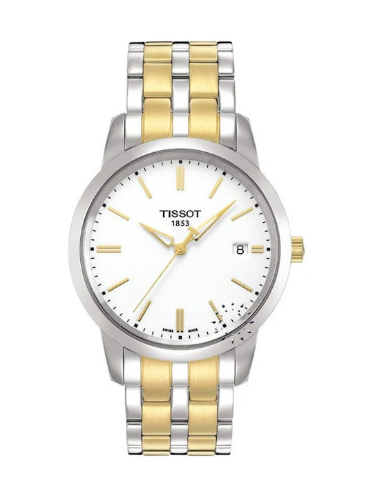 Tissot T Classic Dream White Dial Two Tone Steel Strap Watch for Men - T033.410.22.011.01