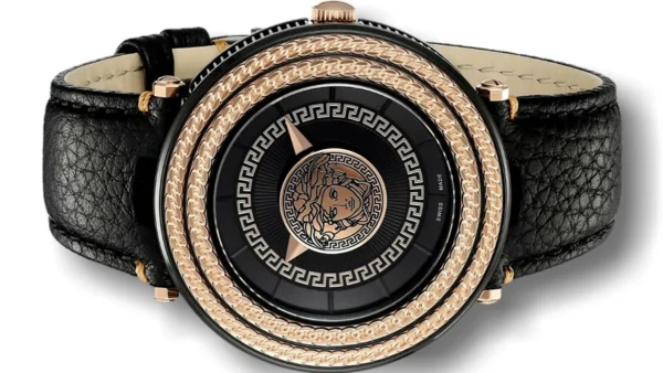 hq720_1_5d9ccc59-8882-448c-bcae-c3fea9fb617e Versace V-Metal Icon Black Dial Black Leather Strap Watch For Men - VQL030015