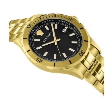 image_2_335132095741_2 Versace Hellenyium Quartz Black Dial Gold Steel Strap Watch For Men - VE3A00820