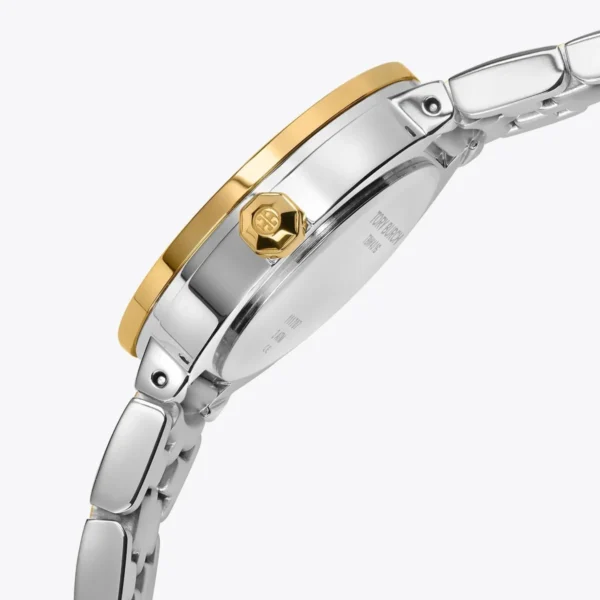 Tory Burch Reva Gold Dial Two Tone Steel Strap Watch for Women - TBW4016