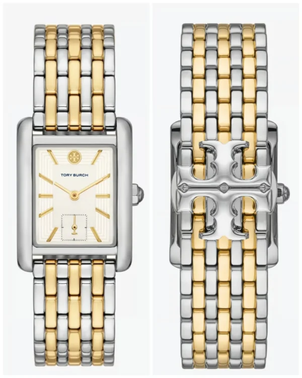 Tory Burch Eleanor White Dial Two Tone Steel Strap Watch for Women - TBW1070
