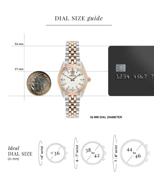 imgi_136_13113128516698_2a264ea5c7244fe8939e4bcf3bad401d Versace V-Code Analog White Dial Two Tone Steel Strap Watch for Women - VE8I00624