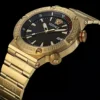 Versace Greca Logo Quartz Black Dial Gold Steel Strap Watch for Men - VE8G00624