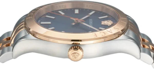 imgi_211_61BL9VI8eRL._AC_SL1500 Versace Hellenyium Blue Dial Two Tone Steel Strap Watch for Men - VEVK01424