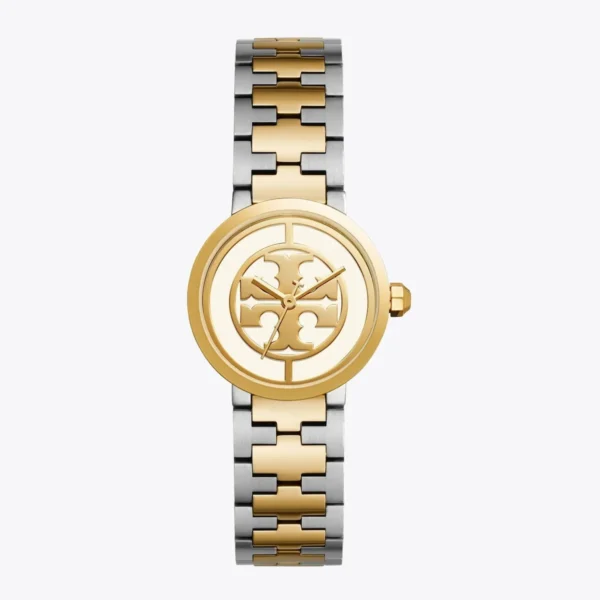 Tory Burch Reva Gold Dial Two Tone Steel Strap Watch for Women - TBW4016