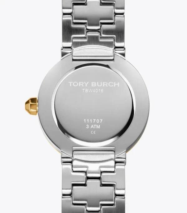 Tory Burch Reva Gold Dial Two Tone Steel Strap Watch for Women - TBW4016