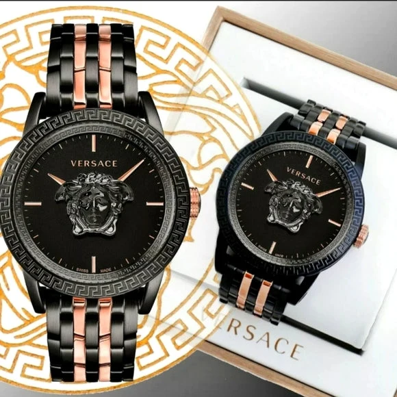m_63ab939cf4e525d911393d4f Versace Palazzo Empire Black Dial Two Tone Steel Strap Watch for Men - VERD00618