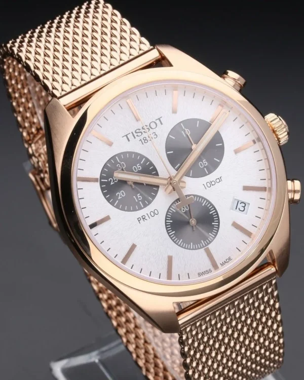 meski-zegarek-tissot-t-sport-pr-100-t101.417.33.031-_2 Tissot T Classic PR 100 Chronograph Silver Dial Rose Gold Mesh Bracelet Watch For Men - T101.417.33.031.01