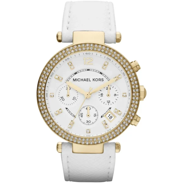 mk2290-michael-kors-watch-women-crystals-white-dial-leather-strap-quartz-battery-analog-chronograph-parker Michael Kors Watch For Women MK2290