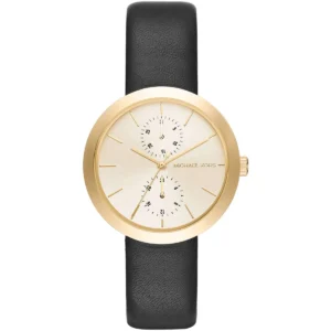 mk2574-michael-kors-watch-women-gold-dial-leather-black-strap-quartz-battery-analog-three-hand-garner Michael Kors Watch For Women MK2574