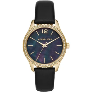 mk2911-michael-kors-watch-women-mother-of-pearl-crystals-black-dial-leather-strap-quartz-battery-analog-three-hand-layton Michael Kors Watch For Women MK2911