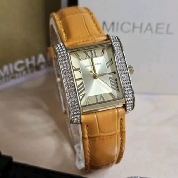 mk2983-michael-kors-watch-women-crystals-gold-dial-leather-orange-strap-quartz-battery-square-analog-three-hand-emery_4 Michael Kors Watch For Women MK2983