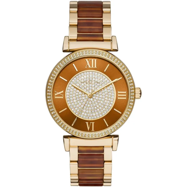 mk3411-michael-kors-watch-women-tortoise-crystals-brown-dial-multi-gold-strap-quartz-battery-analog-three-hand-catlin Michael Kors Watch For Women MK3411