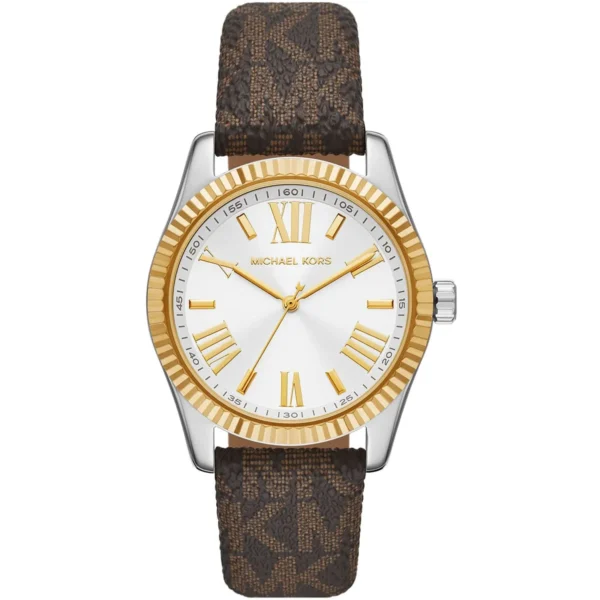 mk4745-michael-kors-watch-women-mk-logo-silver-dial-leather-brown-strap-quartz-battery-analog-three-hand-lexington Michael Kors Watch For Women MK4745