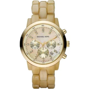 mk5217-michael-kors-watch-women-mother-of-pearl-beige-dial-plastic-strap-quartz-battery-analog-chronograph-showstopper Michael Kors Watch For Women MK5217